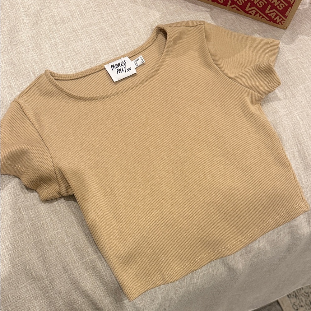 Princess Polly Beige Ribbed Top